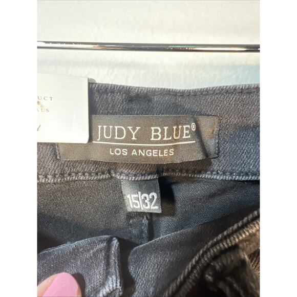 Judy Blue Jeans Women’s 15 32 Stretch Back Black Distressed Denim Slimming 36*33 - Picture 7 of 16
